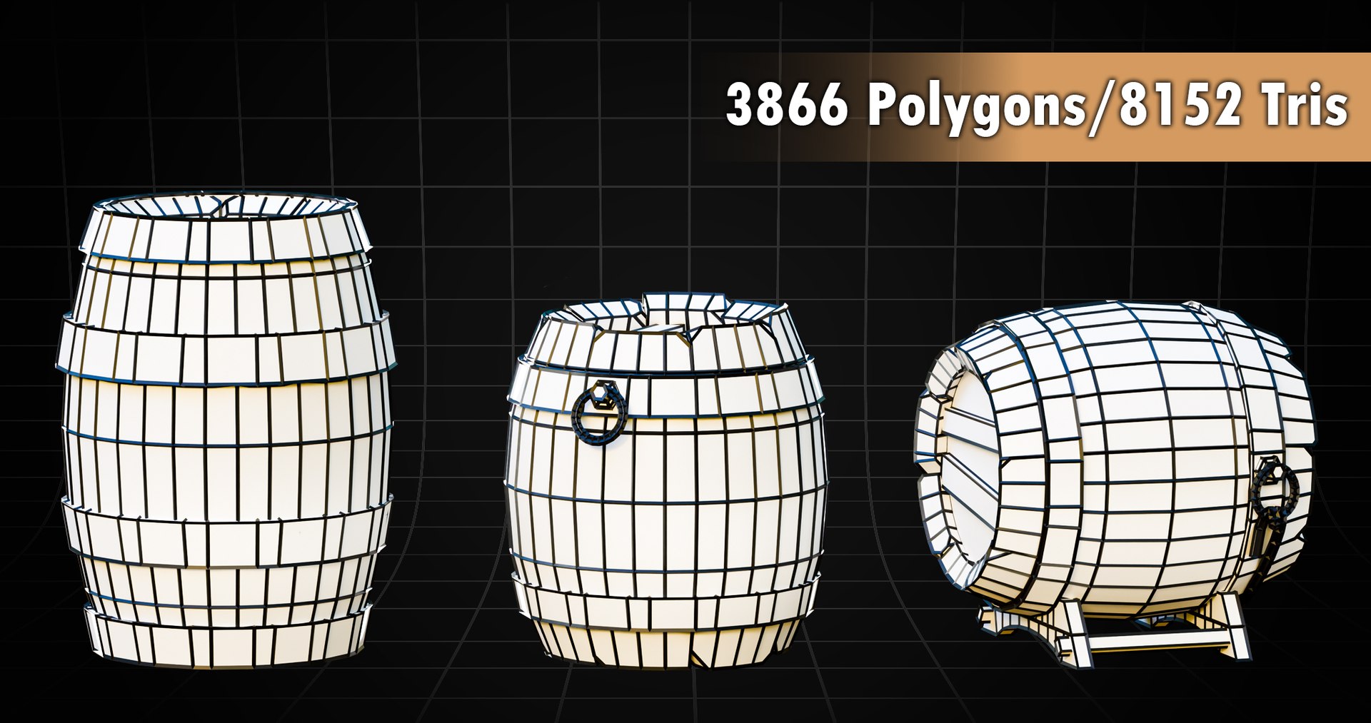 Wooden Barrels Pack model https://p.turbosquid.com/ts-thumb/iX/pj5IYw/mk/woodenbarrelspackbasewireframerender/jpg/1774048077/1920x1080/fit_q87/7c0017e3cb5903258a45f427813fe2845afa4565/woodenbarrelspackbasewireframerender.jpg