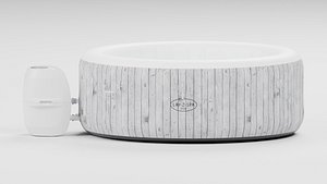 Round White Spa Tub With Panel Exterior