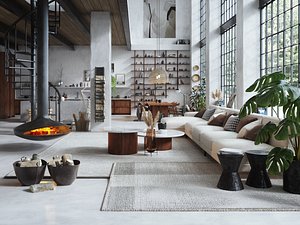 Boho Design Interior Scene for Cinema 4D and Octane Render