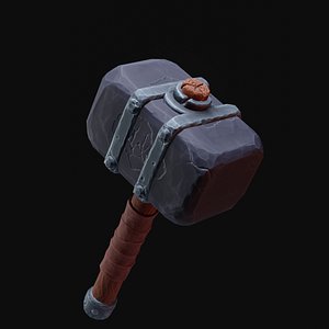 Stylized Hammer Low poly game ready 3D model