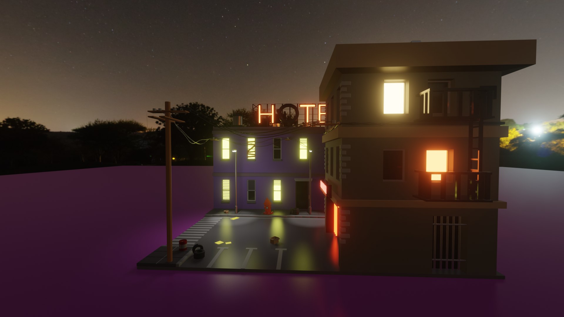 3D Low Poly City Night - TurboSquid 2199916