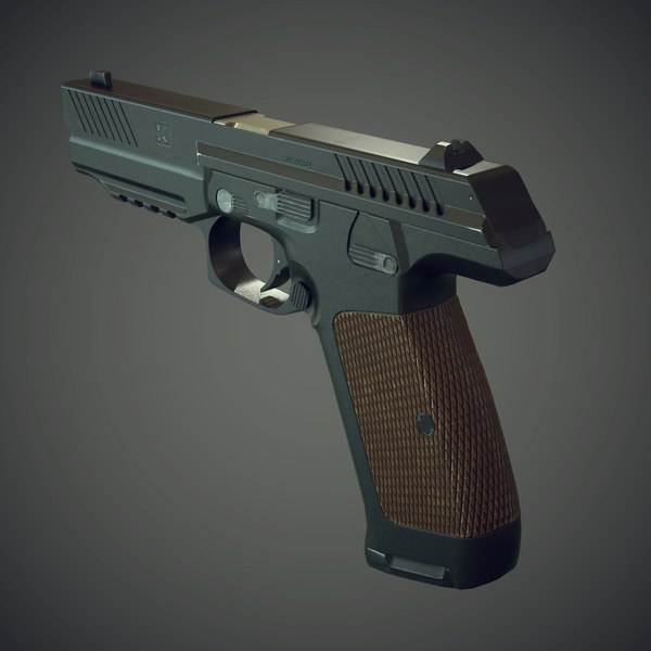 3d realistic lebedev pistol pl-14 model