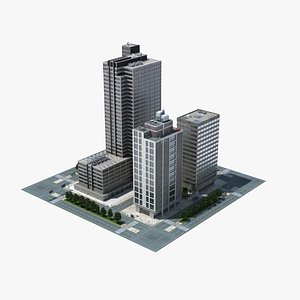 3d model city block scene cityscape