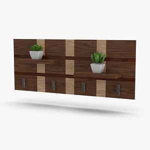 Modern Coat Rack  - Shelves with Flowers
