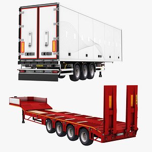 3D Lowbed Trailer and Semi Trailer Collection