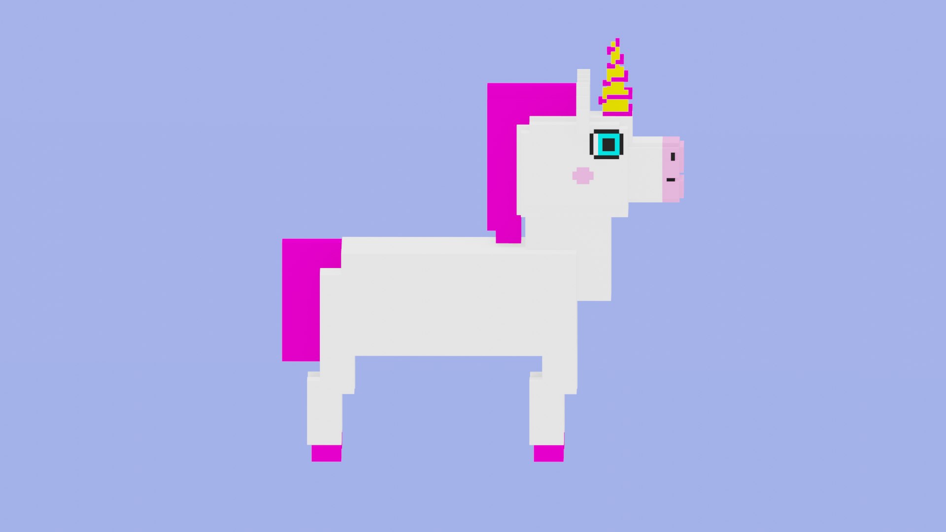 3D Model Cute Unicorn Voxel Art - TurboSquid 1817760