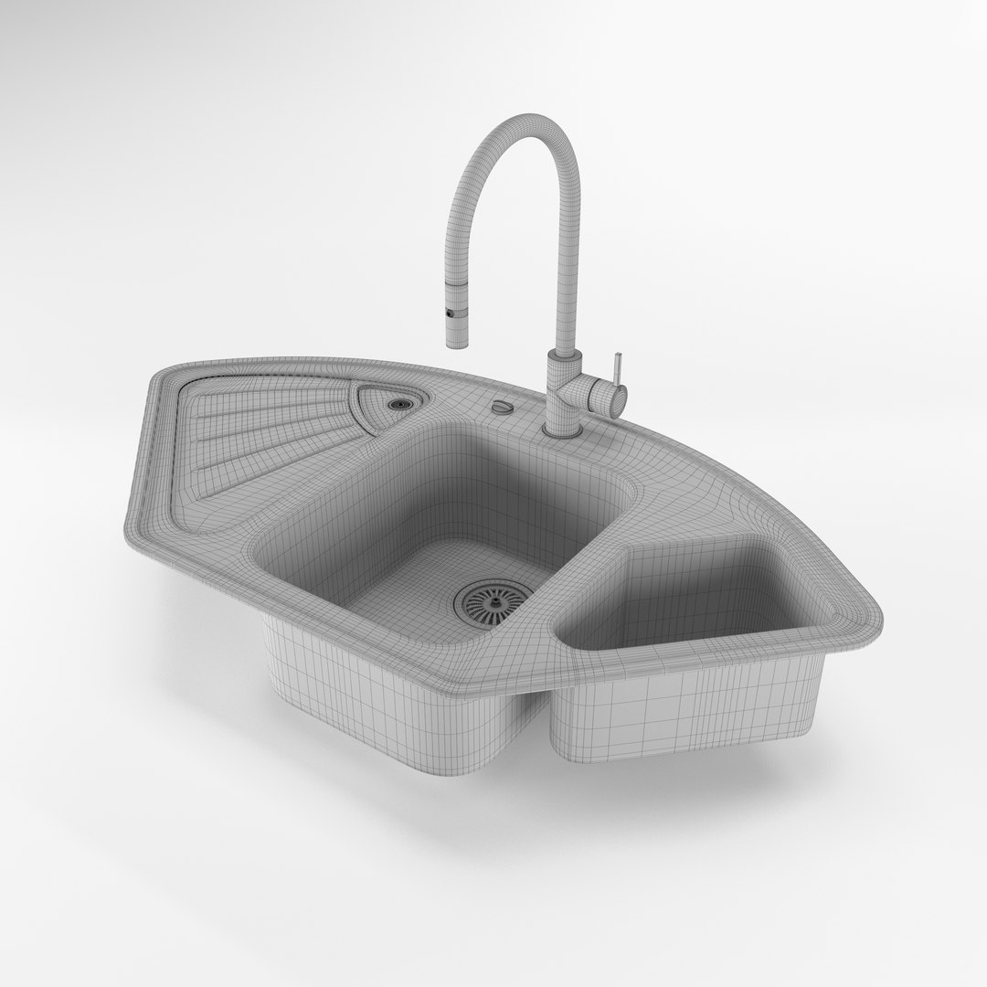 Stella Delta Sink With Franke Kitchen Mixer 3D Model TurboSquid 2060422