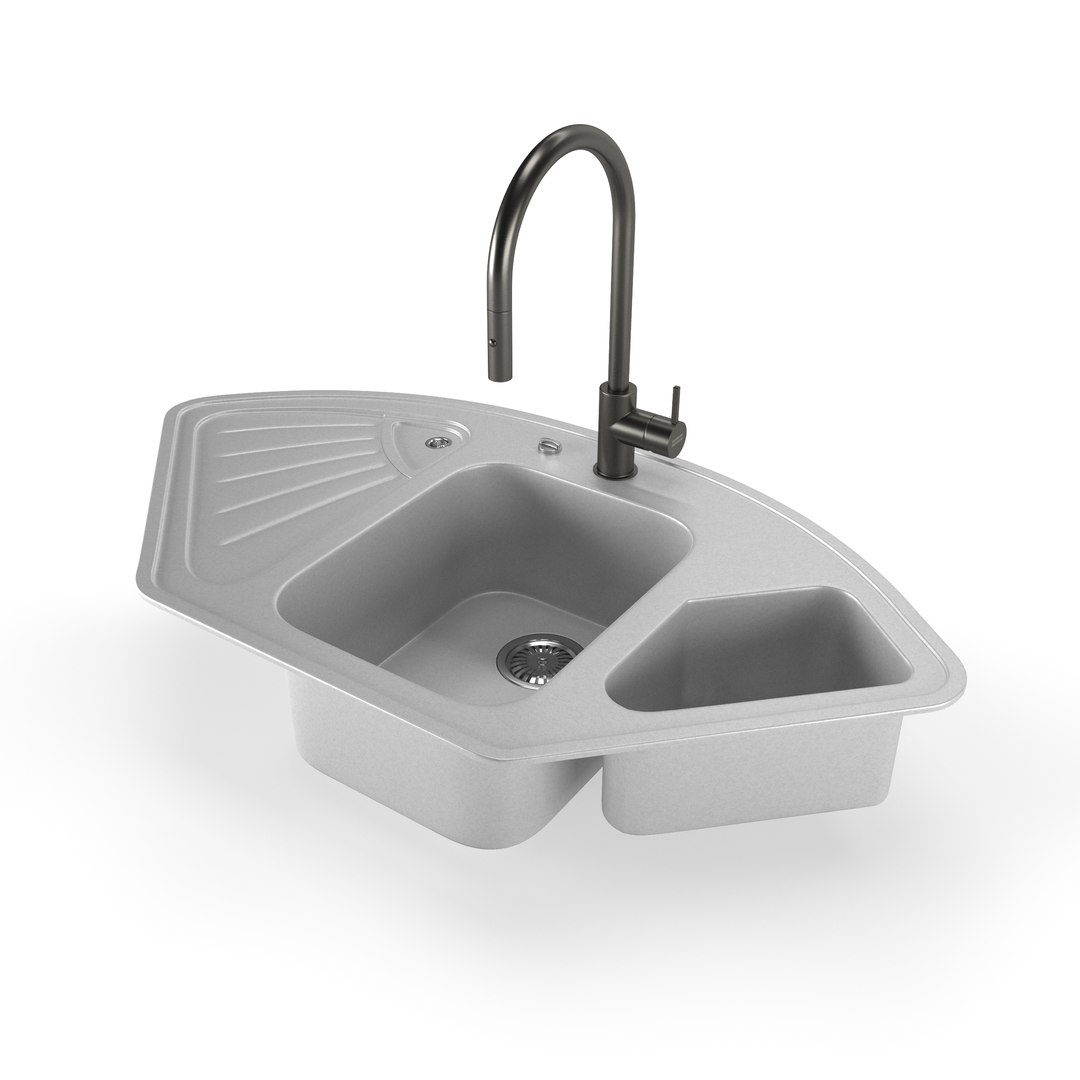 Stella Delta Sink With Franke Kitchen Mixer 3D Model TurboSquid 2060422