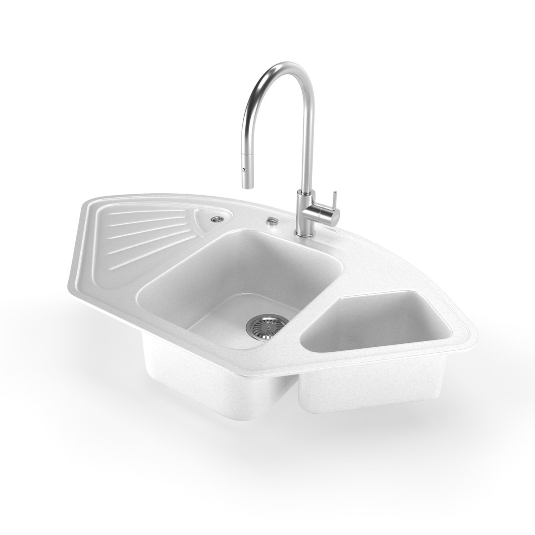 Stella Delta Sink With Franke Kitchen Mixer 3D Model TurboSquid 2060422