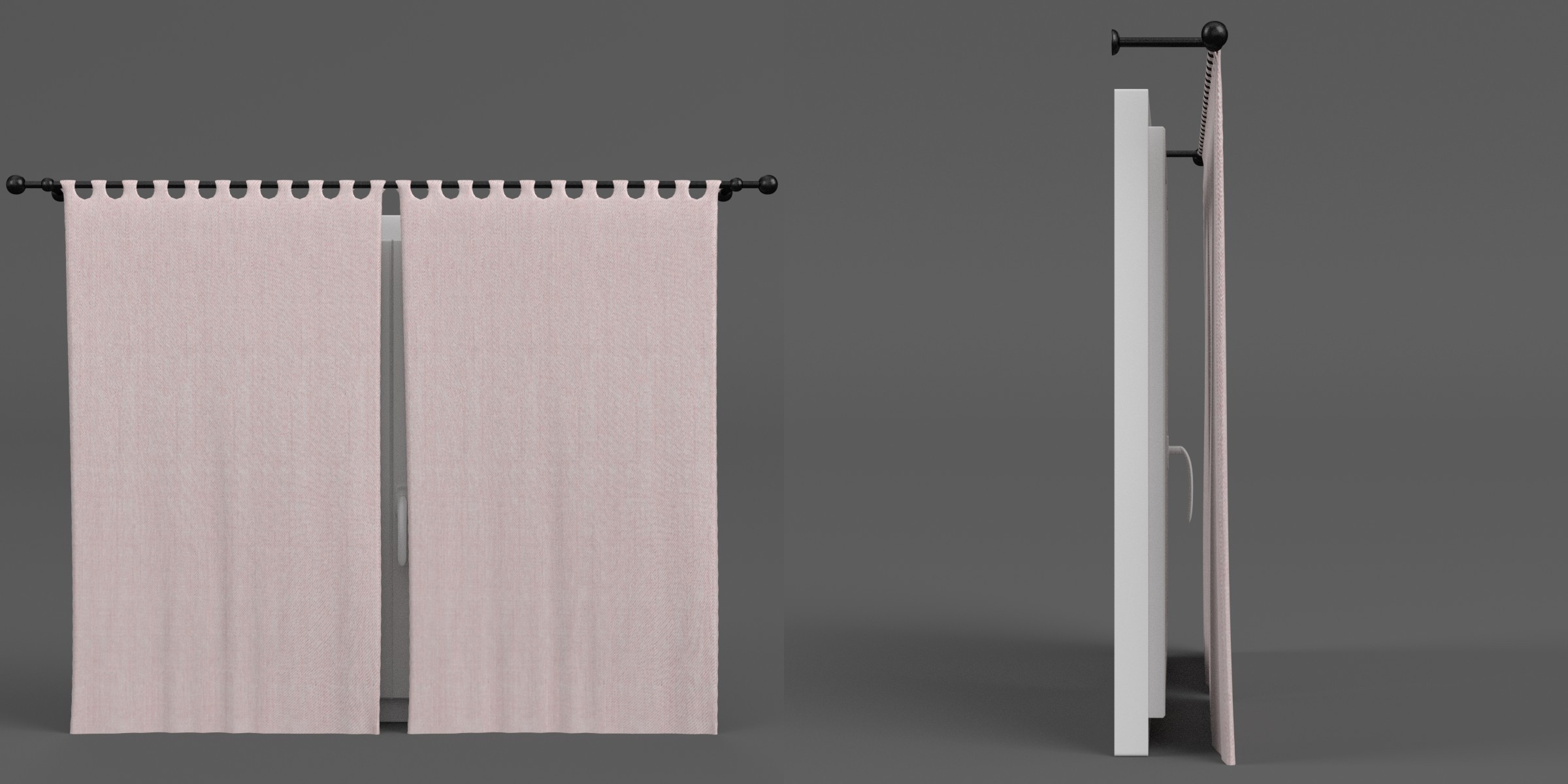 window frame curtains 3d max