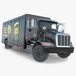 3D model Peterbilt 337 UPS Branded Box Truck Black Rigged for Maya