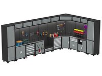 Corner Workshop Tool Cabinet Station 3D Model