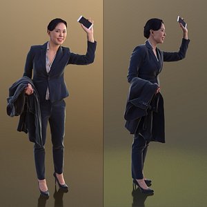 3D 10274 Bao - Business Woman Waving With Phone