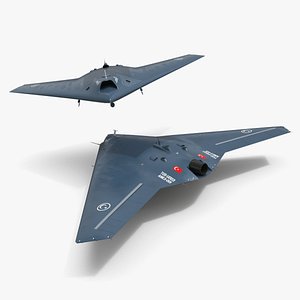 3D model TAI Anka-3 Flying Wing UCAV Design Dark Blue Rigged for Maya