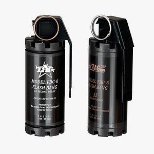 3D Flashbang Grenade 3D Model TAG - PBR Textured - Game Ready and Cinematic - Low Poly and High Poly
