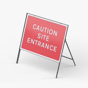 Caution Site Entrance Rectangle Road Sign