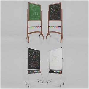 Dual-Sided Tall Writing Boards Duo - Customizable Whiteboard and Chalkboard Set model
