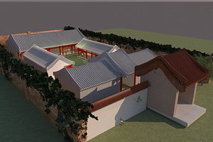 3D chinese ancient courtyard house model