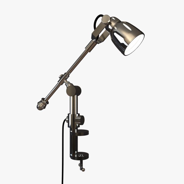 3d model chrome clamping desk lamp