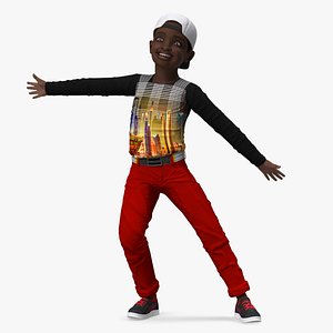 Black Child Boy Street Style Pose 3D