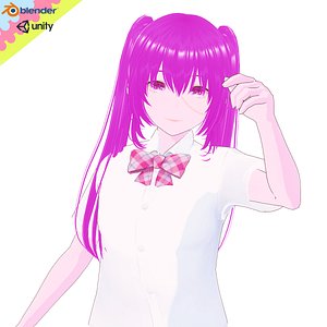 Psycho Anime School Girl Fully Rigged 3D model