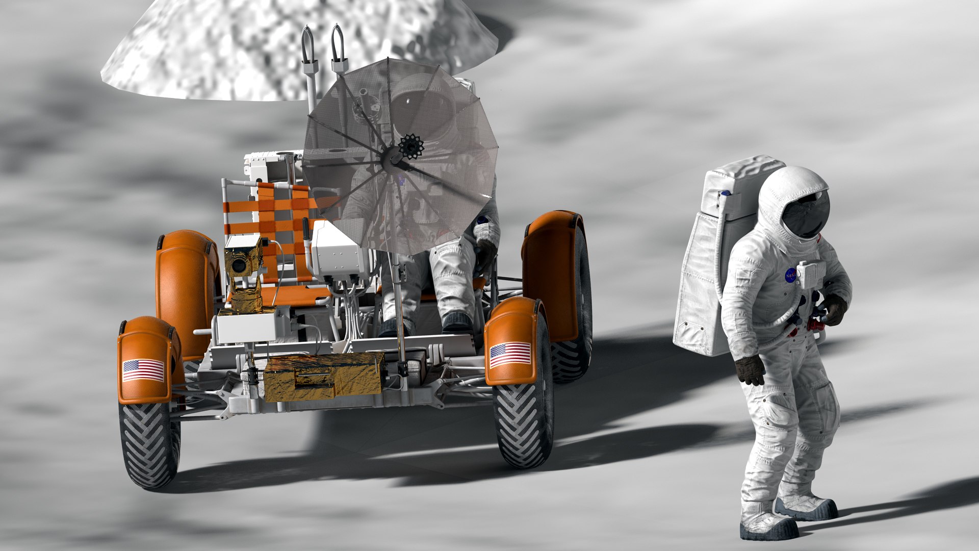Astronauts with Lunar Roving Vehicle on Moon Surface 3D https://p.turbosquid.com/ts-thumb/iZ/rT7P9A/0n/astronautswithlunarrovingvehicleonmoonsurface3dmodel009/jpg/1643803288/1920x1080/fit_q87/52579fc6cdc1f886f9891a1b7949e14dbaeac245/astronautswithlunarrovingvehicleonmoonsurface3dmodel009.jpg