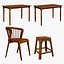 Silla taburete de madera con mesas de comedor