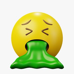 Green Vomit Yellow Ball Emoticon Emoji or Smiley