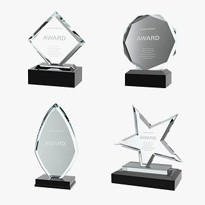 glass award trophys 2 3D