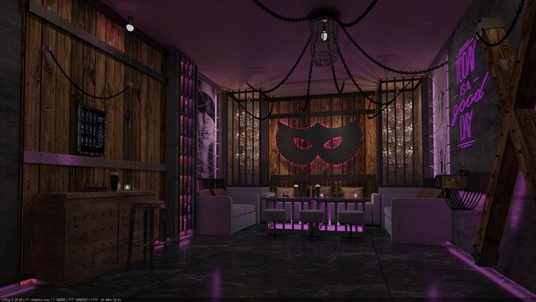 Strip Club Inside disco model and private room 3D model