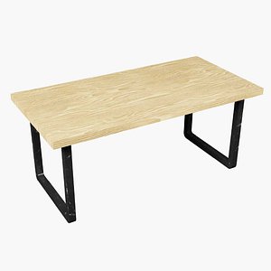3D Table made of wood and metal low poly