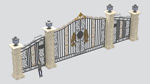 Ornate Metal Driveway Gate 3D Model 3D model