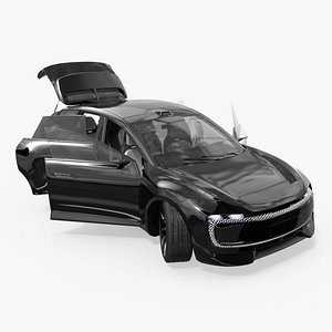 Premium Electric SUV Black Rigged for Cinema 4D 3D model