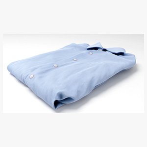 Blue folded shirt business style clothing 3D model