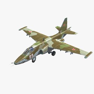 3D model SU-25 Frogfoot Jet Fighter Aircraft Low-poly 3D model