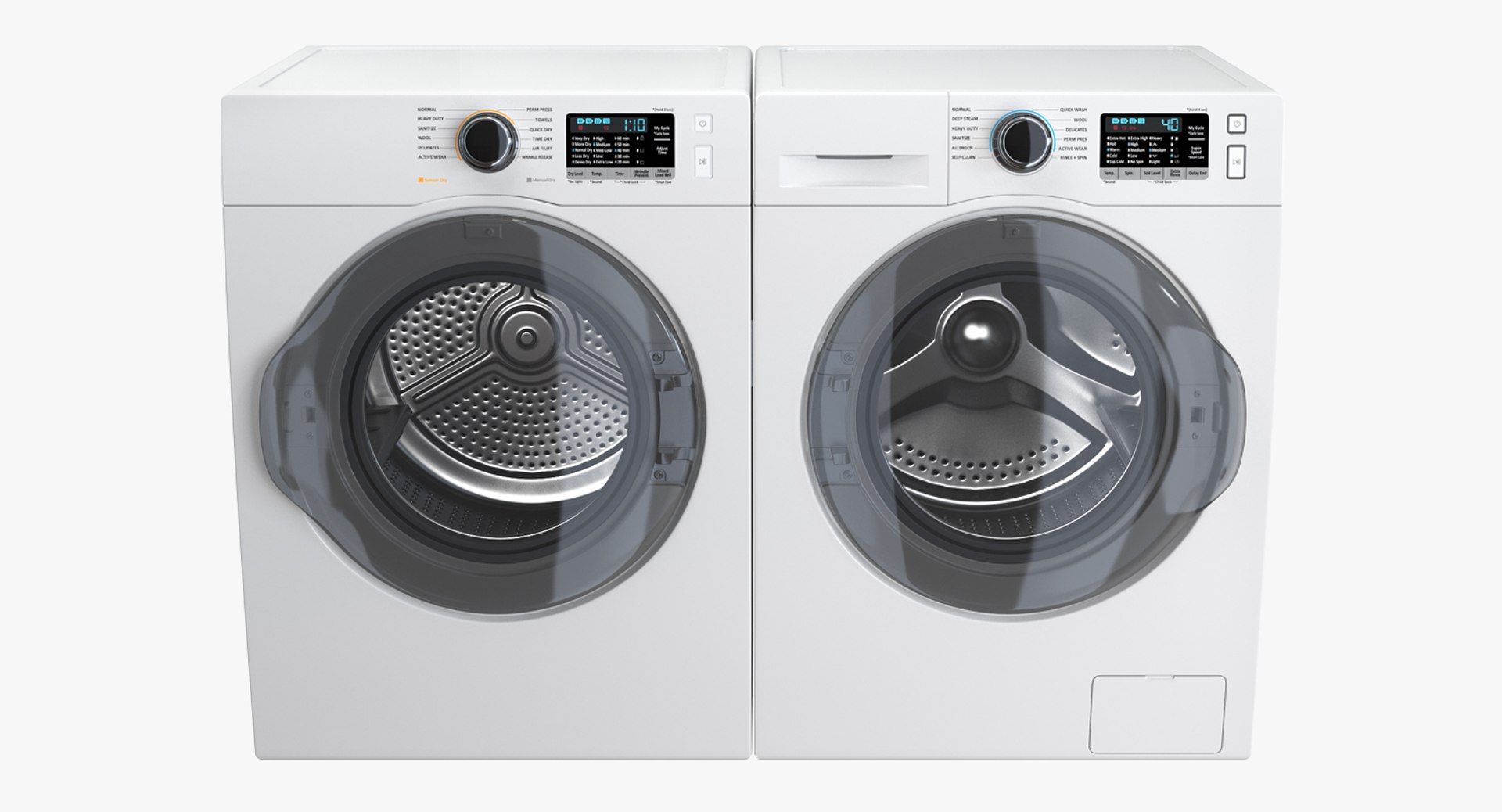 Dryer and Washing Machine Generic White 3D model preview