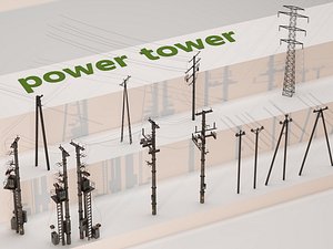Electric Transmission Towers low 3D