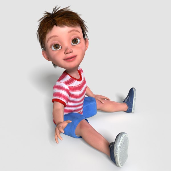 3d model cartoon child boy rigged