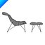 Chaise longue Jehs Laub e base posteriore articolata in filo ottomano
