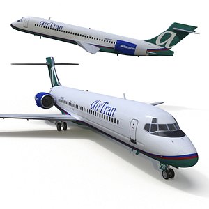 3D Air Transat Livery Boeing 717-200 Rigged model