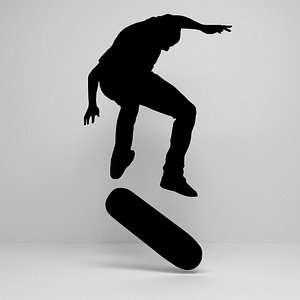 skateboard silhouette 3D