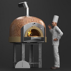 3D Chef with Traditional Wood Fire Pizza Oven model