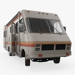 Large RV Motorhome with Side Windows Vintage Rigged for Cinema 4D 3D model