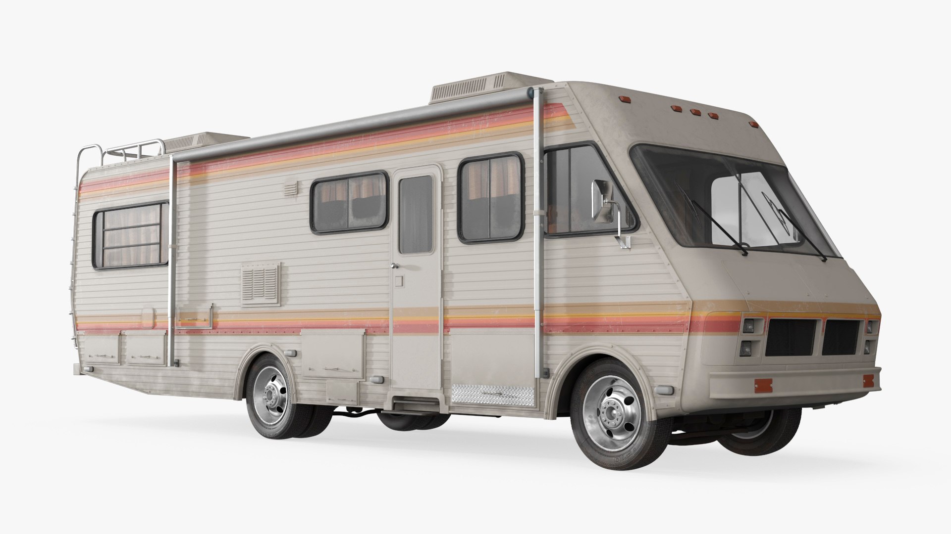Large RV Motorhome with Side Windows Vintage Rigged for Cinema 4D 3D model preview