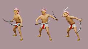 3D model Cartoon character ancient egyptian warrior