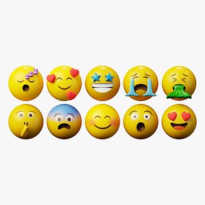 3D 10 Emoticon Yellow Ball Pack Version 2 model