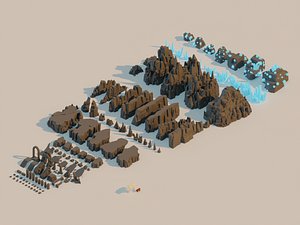 3D Lowpoly Rock And Stone Mega Pack