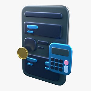 3D Account List- Calculator - planning and calculating Low-poly 3D Icon
