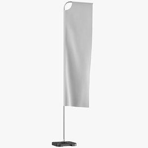 3D Detailed White Flag Banner