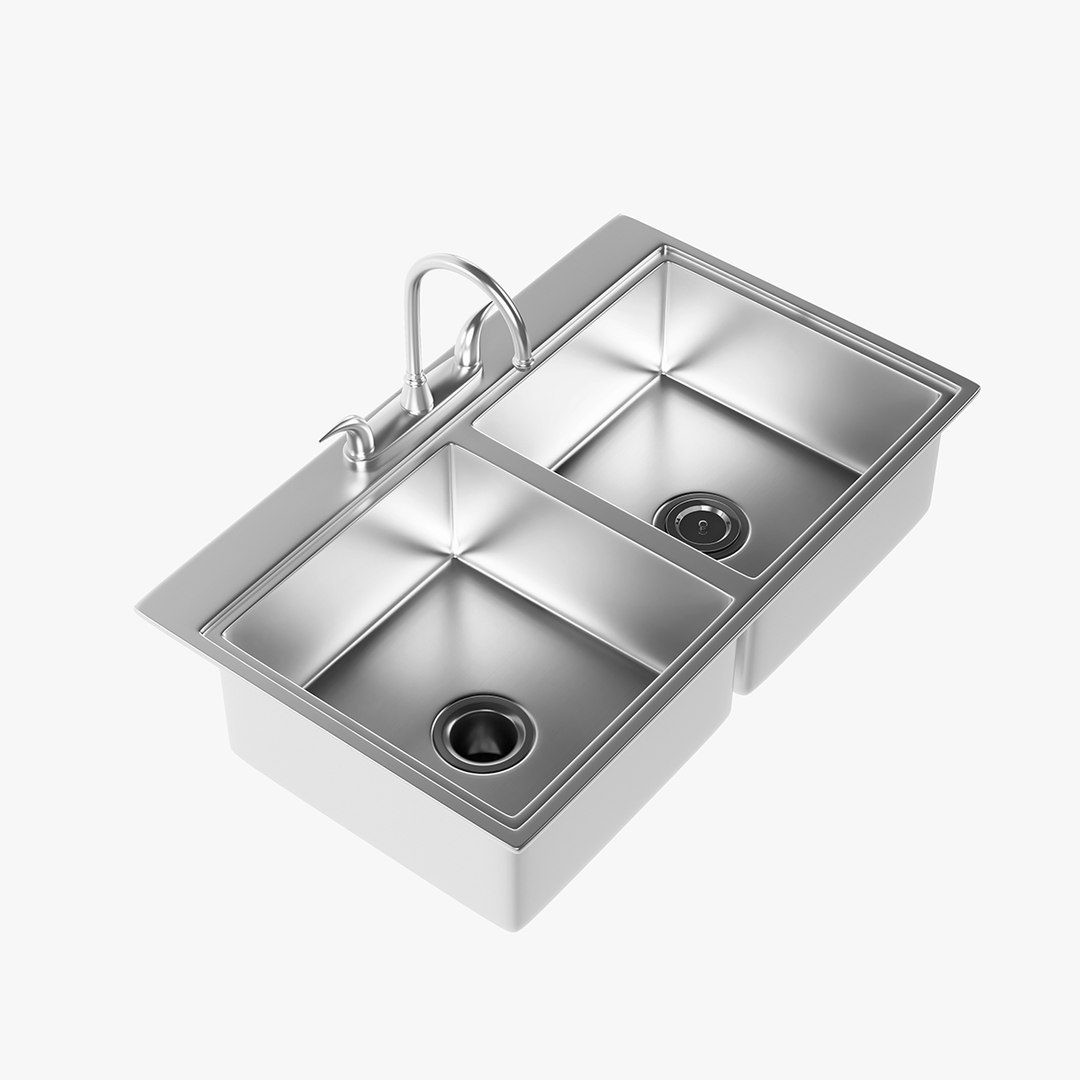 Double Bowl Kitchen Sink 3D Model - TurboSquid 1916914